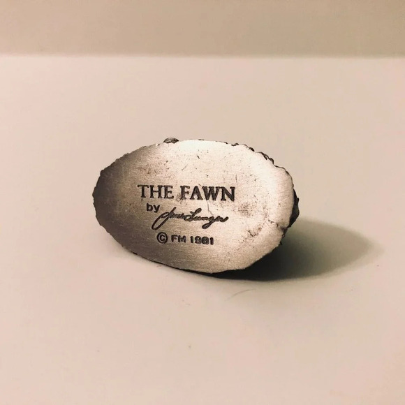 1981 Jane Lunger Pewter The Fawn Franklin Mint Woodland Animal Mini Figurine - Picture 7 of 9